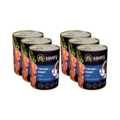 SAVORY KARMA MOKRA Z KURCZAKIEM I KRÓLIKIEM DLA SZCZENIĄT WSZYSTKICH RAS OD 3 MIESIĄCA ŻYCIA 6x400 G