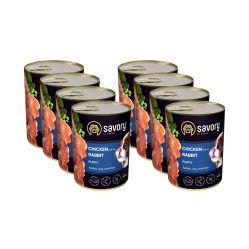SAVORY KARMA MOKRA Z KURCZAKIEM I KRÓLIKIEM DLA SZCZENIĄT WSZYSTKICH RAS OD 3 MIESIĄCA ŻYCIA 8x400 G