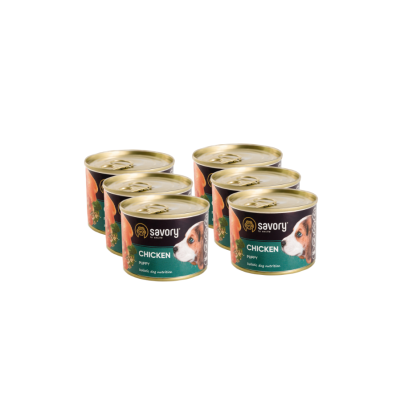 SAVORY PASZTET KURCZAK DLA SZCZENIĄT WSZYSTKICH RAS OD 3 MIESIĄCA ŻYCIA 6x200 G