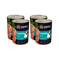 SAVORY KARMA MOKRA Z KURCZAKIEM DLA SZCZENIĄT WSZYSTKICH RAS OD 3 MIESIĄCA ŻYCIA 4x400 G