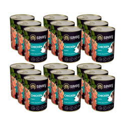 SAVORY KARMA MOKRA Z KURCZAKIEM DLA SZCZENIĄT WSZYSTKICH RAS OD 3 MIESIĄCA ŻYCIA 18x400 G