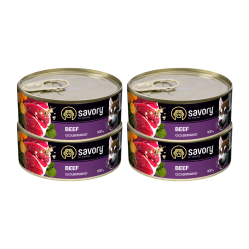 SAVORY PASZTET DLA WYBREDNYCH DOROSŁYCH PSÓW WSZYSTKICH RAS WOŁOWINA 4x100G