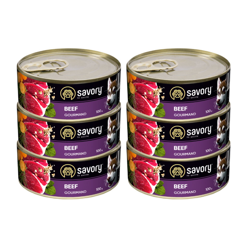 SAVORY PASZTET DLA WYBREDNYCH DOROSŁYCH PSÓW WSZYSTKICH RAS WOŁOWINA 6x100G SAVORY PASZTET DLA WYBREDNYCH DOROSŁYCH PSÓW WSZYSTKICH RAS WOŁOWINA 6x100G