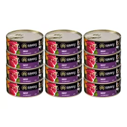 SAVORY PASZTET DLA WYBREDNYCH DOROSŁYCH PSÓW WSZYSTKICH RAS WOŁOWINA 12x100G