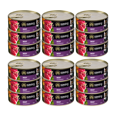 SAVORY PASZTET DLA WYBREDNYCH DOROSŁYCH PSÓW WSZYSTKICH RAS WOŁOWINA 18x100G