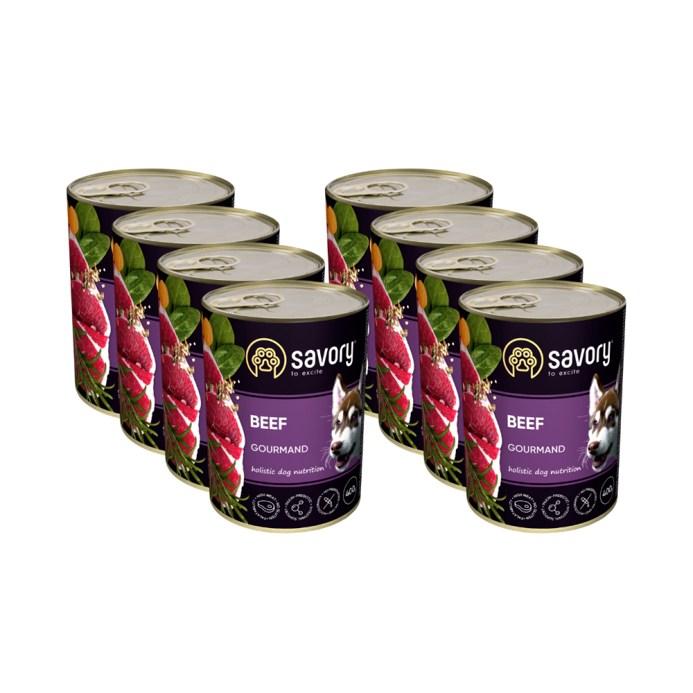 SAVORY KARMA MOKRA Z WOŁOWINĄ DLA WYBREDNYCH DOROSŁYCH PSÓW WSZYSTKICH RAS 8x400 G SAVORY KARMA MOKRA Z WOŁOWINĄ DLA WYBREDNYCH DOROSŁYCH PSÓW WSZYSTKICH RAS 8x400 G
