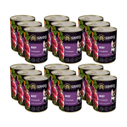SAVORY KARMA MOKRA Z WOŁOWINĄ DLA WYBREDNYCH DOROSŁYCH PSÓW WSZYSTKICH RAS 18x400 G