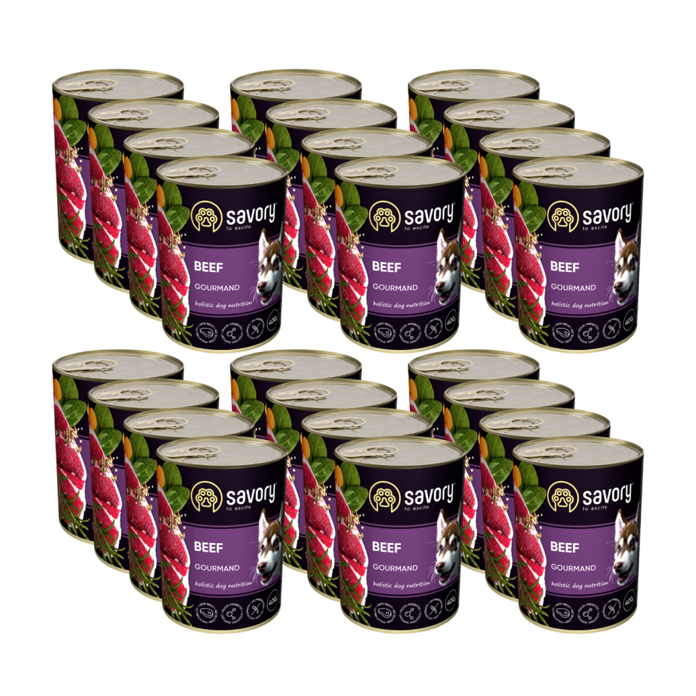 SAVORY KARMA MOKRA Z WOŁOWINĄ DLA WYBREDNYCH DOROSŁYCH PSÓW WSZYSTKICH RAS 24x400 G SAVORY KARMA MOKRA Z WOŁOWINĄ DLA WYBREDNYCH DOROSŁYCH PSÓW WSZYSTKICH RAS 24x400 G