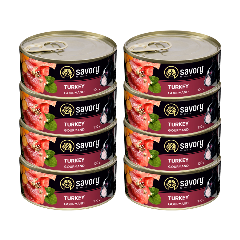 SAVORY KARMA MOKRA Z INDYKIEM DLA WYBREDNYCH PSÓW WSZYSTKICH RAS 8x100 G SAVORY KARMA MOKRA Z INDYKIEM DLA WYBREDNYCH PSÓW WSZYSTKICH RAS 8x100 G