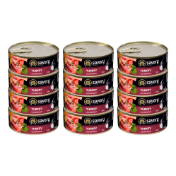 SAVORY KARMA MOKRA Z INDYKIEM DLA WYBREDNYCH PSÓW WSZYSTKICH RAS 12x100 G