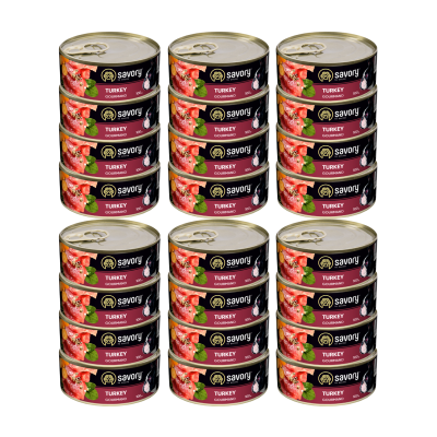 SAVORY KARMA MOKRA Z INDYKIEM DLA WYBREDNYCH PSÓW WSZYSTKICH RAS 24x100 G