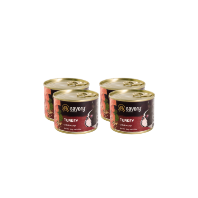 SAVORY KARMA MOKRA Z INDYKIEM DLA WYBREDNYCH PSÓW WSZYSTKICH RAS 4x200 G