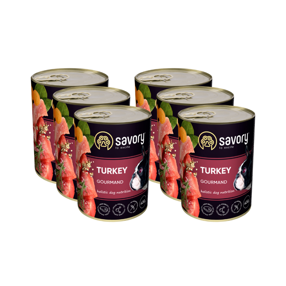 SAVORY KARMA MOKRA Z INDYKIEM DLA WYBREDNYCH PSÓW WSZYSTKICH RAS 6x400 G SAVORY KARMA MOKRA Z INDYKIEM DLA WYBREDNYCH PSÓW WSZYSTKICH RAS 6x400 G