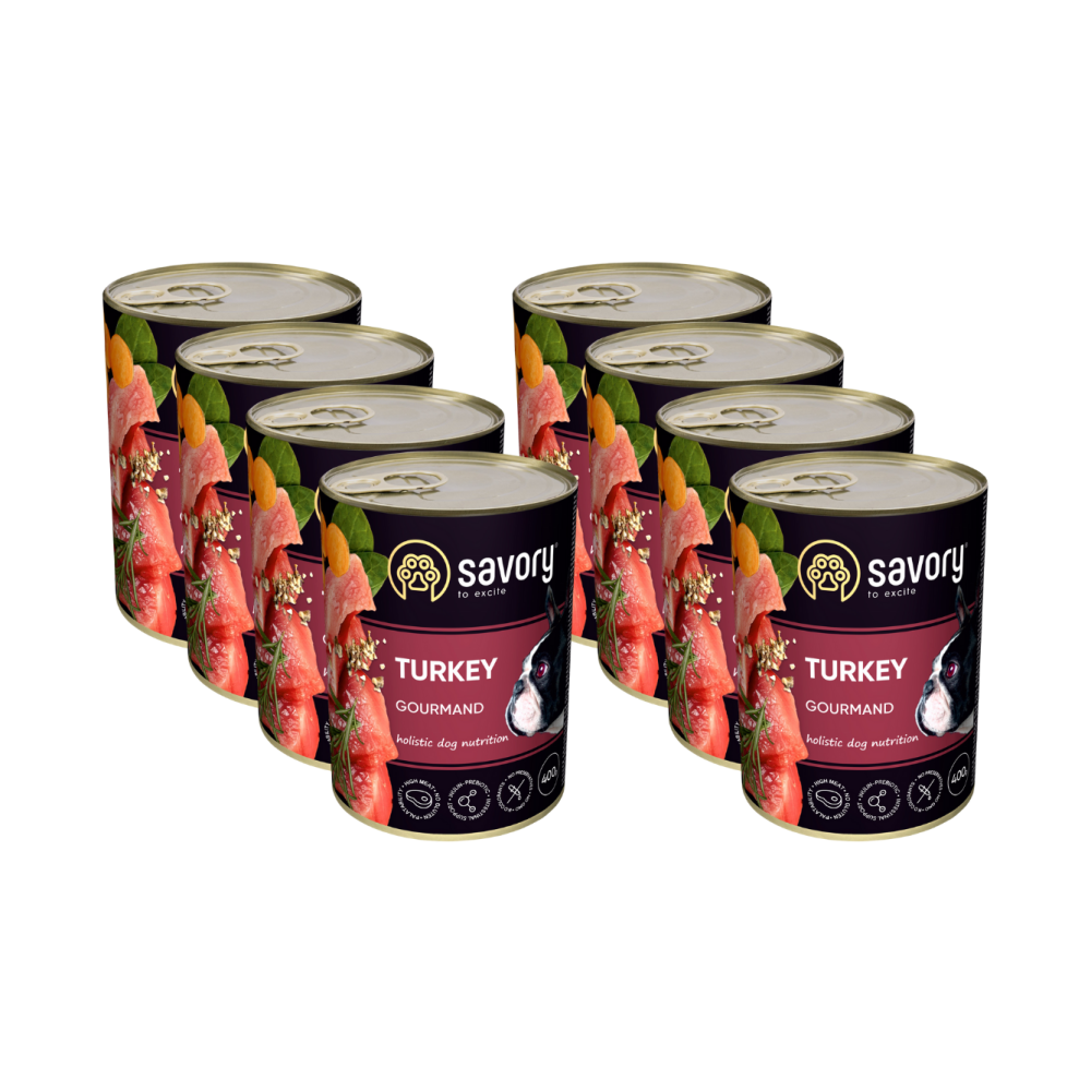 SAVORY KARMA MOKRA Z INDYKIEM DLA WYBREDNYCH PSÓW WSZYSTKICH RAS 8x400 G SAVORY KARMA MOKRA Z INDYKIEM DLA WYBREDNYCH PSÓW WSZYSTKICH RAS 8x400 G