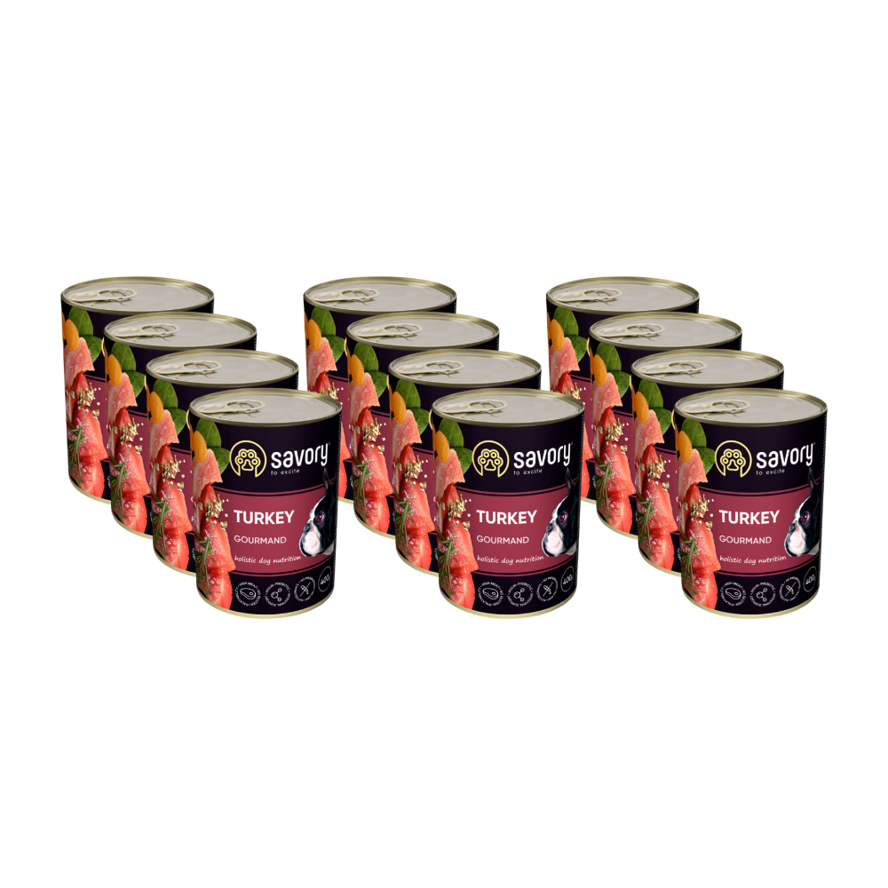 SAVORY KARMA MOKRA Z INDYKIEM DLA WYBREDNYCH PSÓW WSZYSTKICH RAS 12x400 G SAVORY KARMA MOKRA Z INDYKIEM DLA WYBREDNYCH PSÓW WSZYSTKICH RAS 12x400 G