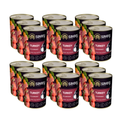 SAVORY KARMA MOKRA Z INDYKIEM DLA WYBREDNYCH PSÓW WSZYSTKICH RAS 18x400 G