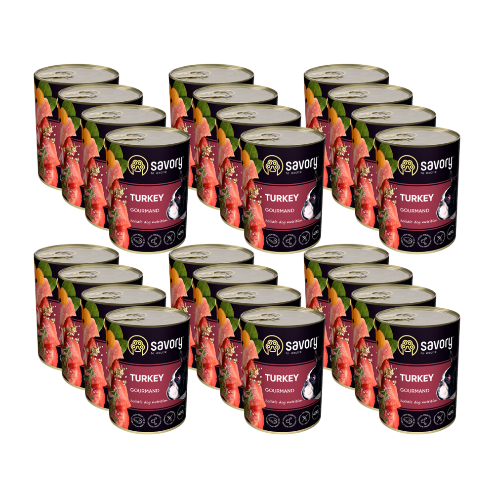 SAVORY KARMA MOKRA Z INDYKIEM DLA WYBREDNYCH PSÓW WSZYSTKICH RAS 24x400 G SAVORY KARMA MOKRA Z INDYKIEM DLA WYBREDNYCH PSÓW WSZYSTKICH RAS 24x400 G