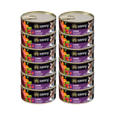 SAVORY PASZTET Z JAGNIĘCINĄ DLA KOTÓW STERYLIZOWANYCH 12x100 G