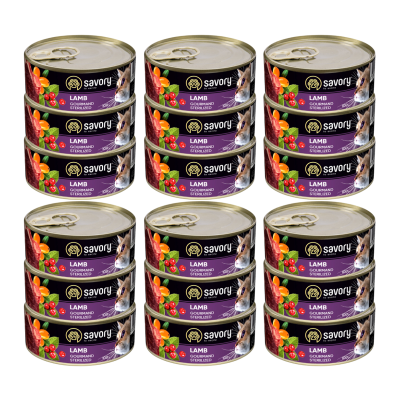 SAVORY PASZTET Z JAGNIĘCINĄ DLA KOTÓW STERYLIZOWANYCH 18x100 G