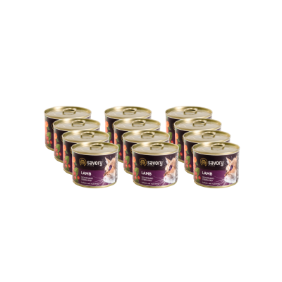 SAVORY PASZTET Z JAGNIĘCINĄ DLA KOTÓW STERYLIZOWANYCH 12x200 G