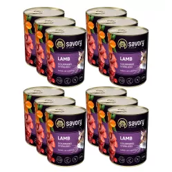 SAVORY PASZTET Z JAGNIĘCINĄ DLA KOTÓW WYSTERYLIZOWANYCH 12x400 G