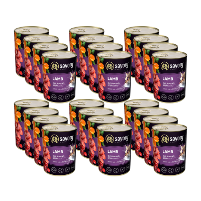 SAVORY PASZTET Z JAGNIĘCINĄ DLA KOTÓW WYSTERYLIZOWANYCH 24x400 G
