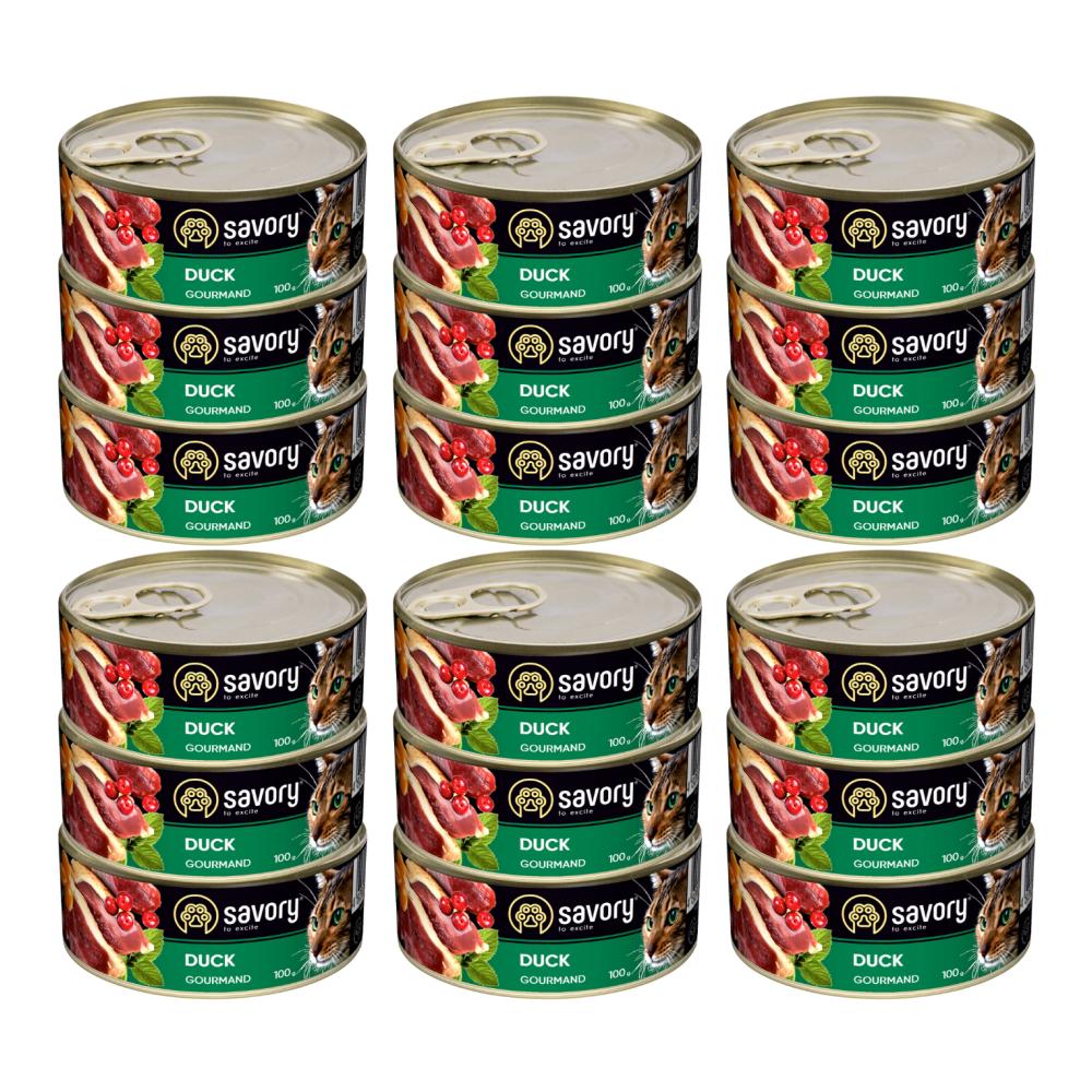 SAVORY PASZTET Z KACZKĄ DLA WYBREDNYCH KOTÓW 18x100G SAVORY PASZTET Z KACZKĄ DLA WYBREDNYCH KOTÓW 18x100G