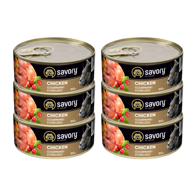 SAVORY PASZTET Z KURCZAKIEM DLA KOTÓW STERYLIZOWANYCH 6x100G