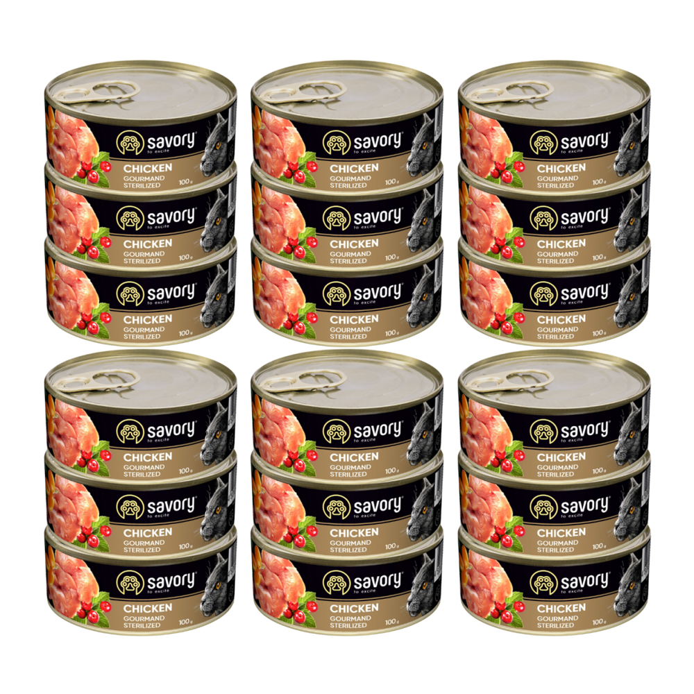 SAVORY PASZTET Z KURCZAKIEM DLA KOTÓW STERYLIZOWANYCH 18x100G SAVORY PASZTET Z KURCZAKIEM DLA KOTÓW STERYLIZOWANYCH 18x100G