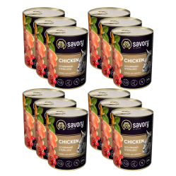 SAVORY PASZTET Z KURCZAKIEM DLA KOTÓW STERYLIZOWANYCH 12x400 G