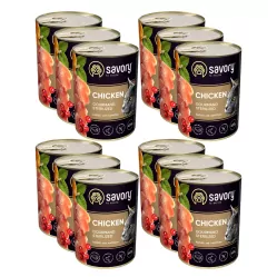 SAVORY PASZTET Z KURCZAKIEM DLA KOTÓW STERYLIZOWANYCH 12x400 G