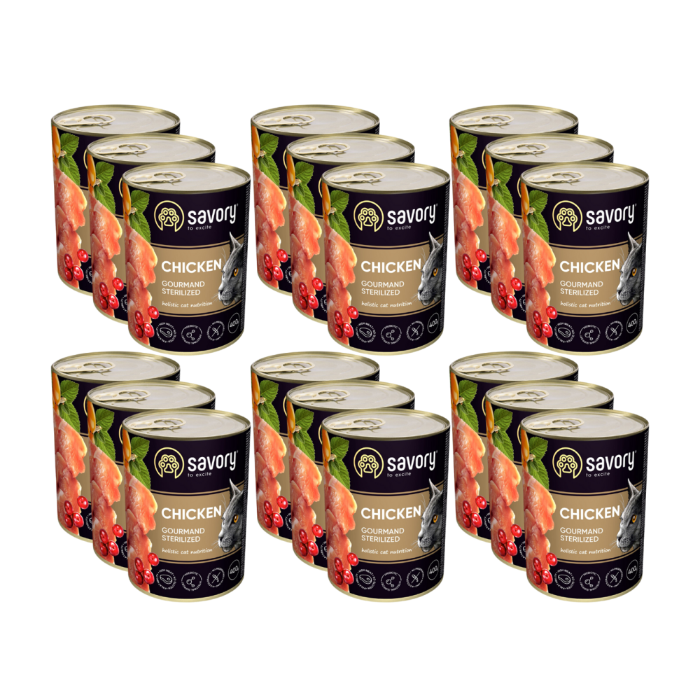 SAVORY PASZTET Z KURCZAKIEM DLA KOTÓW STERYLIZOWANYCH 18x400 G SAVORY PASZTET Z KURCZAKIEM DLA KOTÓW STERYLIZOWANYCH 18x400 G