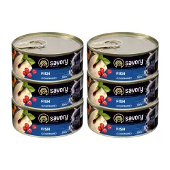 SAVORY PASZTET Z RYBĄ DLA WYBREDNYCH KOTÓW 6x100G