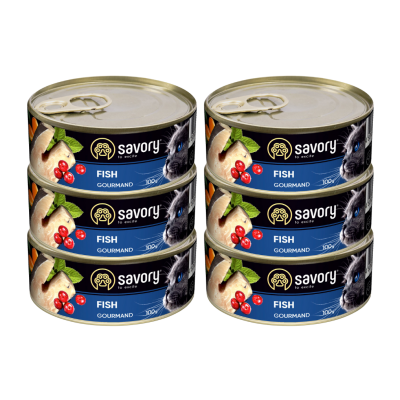 SAVORY PASZTET Z RYBĄ DLA WYBREDNYCH KOTÓW 6x100G