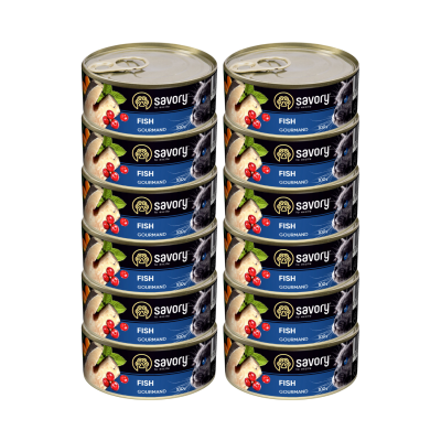 SAVORY PASZTET Z RYBĄ DLA WYBREDNYCH KOTÓW 12x100G