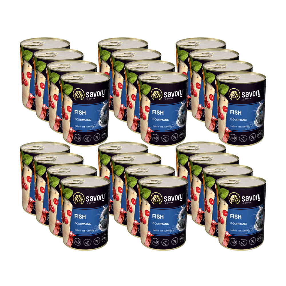 SAVORY PASZTET Z RYBĄ DLA WYBREDNYCH KOTÓW 24x400 G SAVORY PASZTET Z RYBĄ DLA WYBREDNYCH KOTÓW 24x400 G