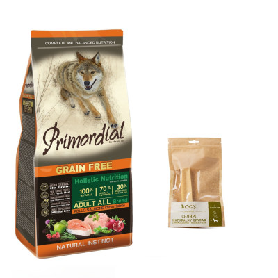 KARMA SUCHA PRIMORDIAL ADULT KURCZAK & ŁOSOŚ 12 KG + ROGY GRYZAK Z SERA L