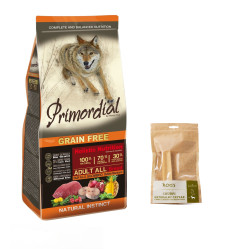 KARMA SUCHA PRIMORDIAL ADULT WOŁOWINA & MAKRELA 12 KG + ROGY GRYZAK Z SERA L