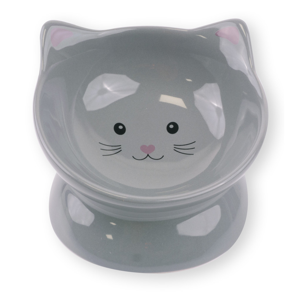 HAVE A PET MISKA WYSOKA CERAMICZNA DLA KOTA SZARA
