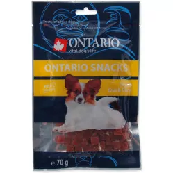 ONTARIO MINI KWADRACIKI Z MIĘSA KACZKI DLA PSA 70G.