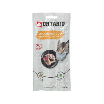ONTARIO KABANOSY Z KURCZAKIEM I KACZKĄ DLA KOTA 3X5G