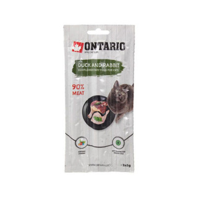 ONTARIO KABANOSY Z KACZKĄ I KRÓLIKIEM DLA KOTA 3X5G.