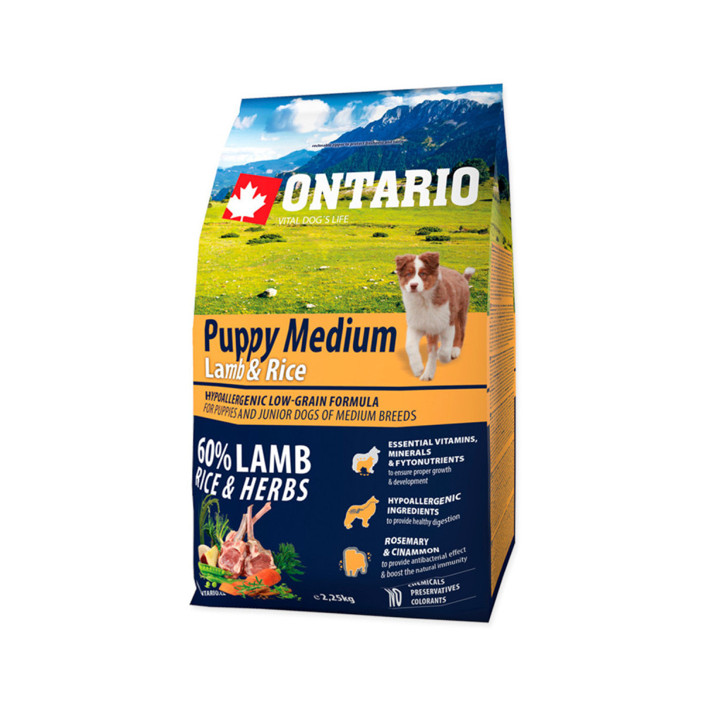 ONTARIO PUPPY MEDIUM LAMB & RICE 2.25KG ONTARIO PUPPY MEDIUM LAMB & RICE 2.25KG