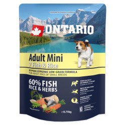 ONTARIO ADULT MINI FISH & RICE 750G.