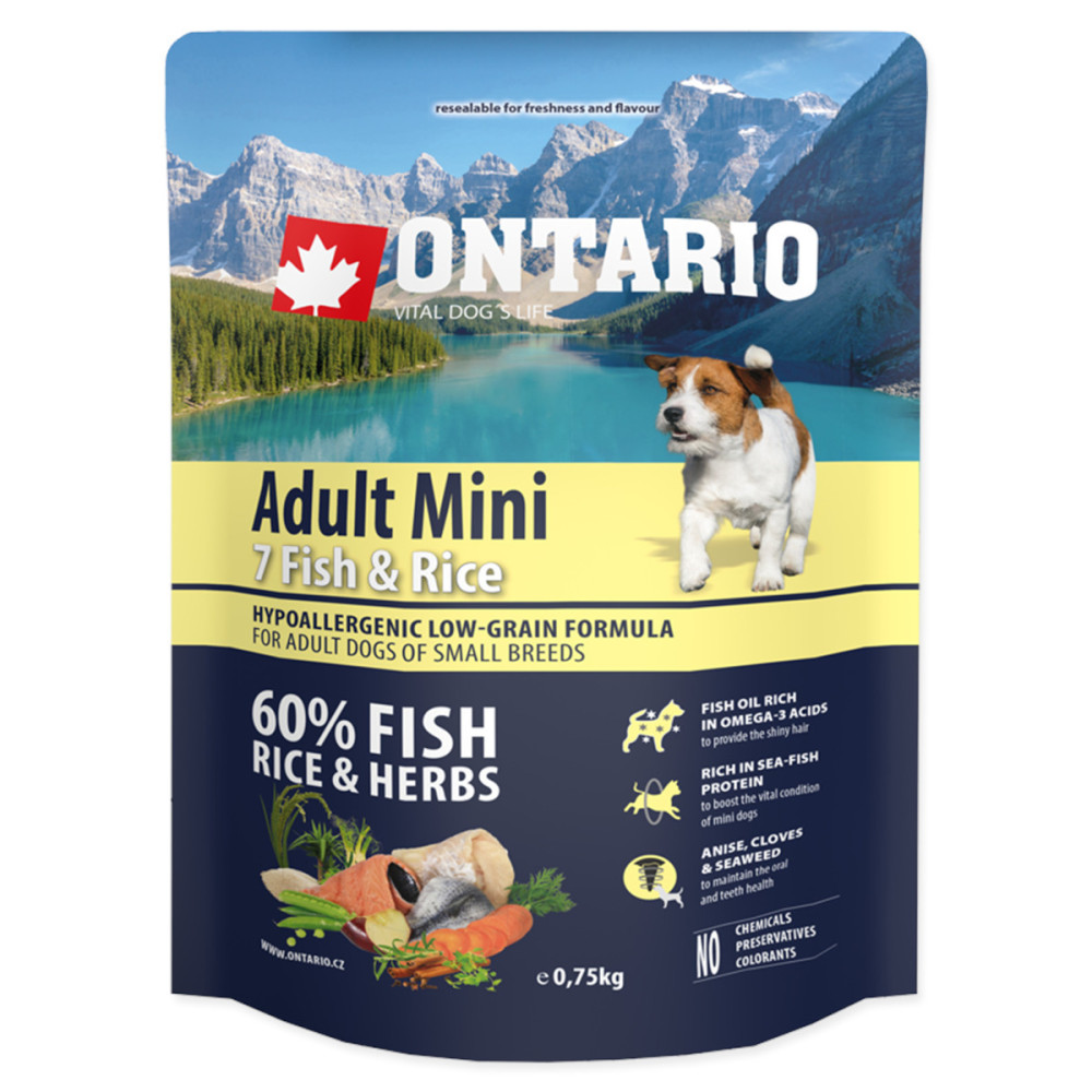 ONTARIO ADULT MINI FISH & RICE 750G. ONTARIO ADULT MINI FISH & RICE 750G.