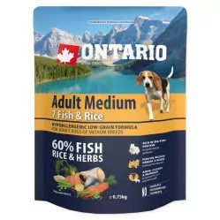 ONTARIO ADULT MEDIUM FISH & RICE 750G.