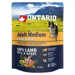 ONTARIO ADULT MEDIUM LAMB & RICE 750G.