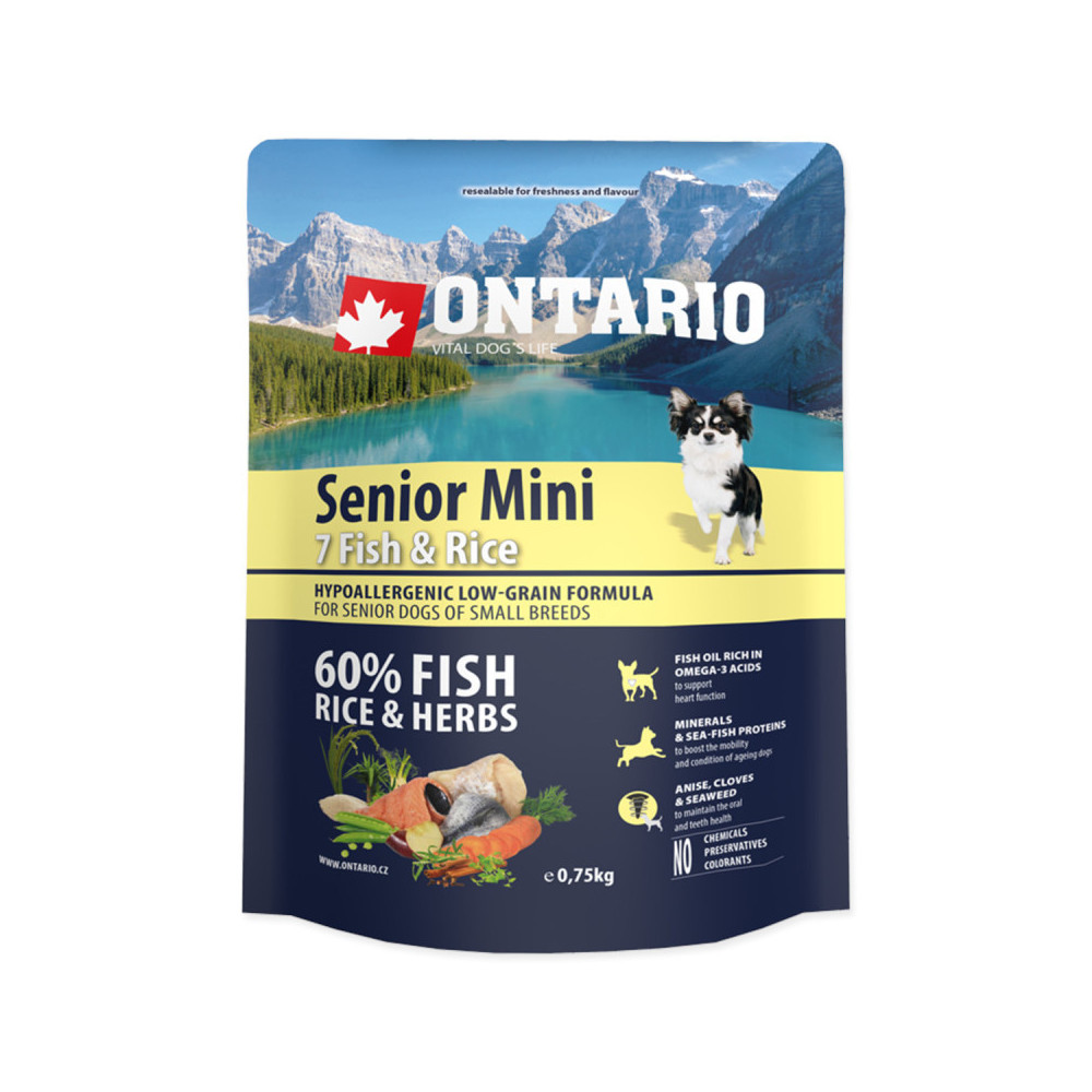 ONTARIO SENIOR MINI FISH & RICE 2.25KG. ONTARIO SENIOR MINI FISH & RICE 2.25KG.
