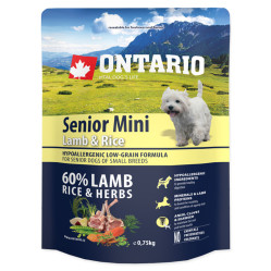 ONTARIO SENIOR MINI LAMB & RICE 750G.