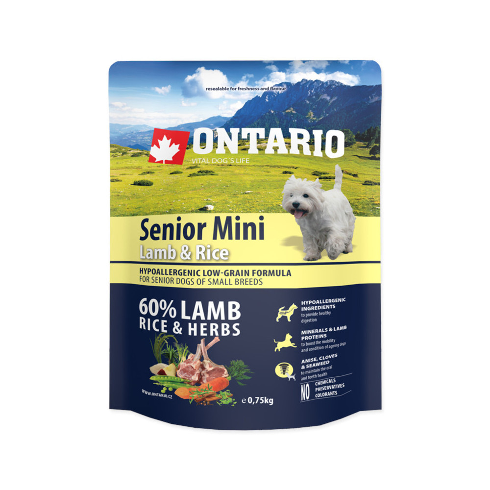 ONTARIO SENIOR MINI LAMB & RICE 2.25KG. ONTARIO SENIOR MINI LAMB & RICE 2.25KG.